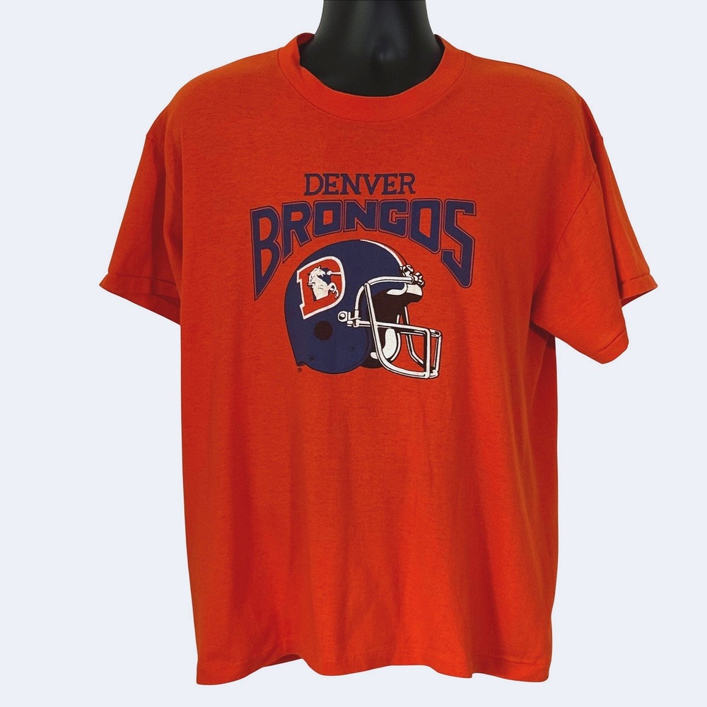 Vintage Denver Broncos T Shirt XL Orange RP Sportswear Single Stitch Made in USA